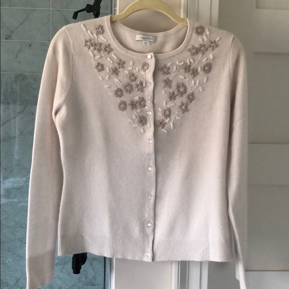 Garnet Hill cashmere embroidered sweater